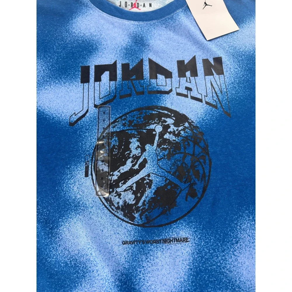 Jordan Men Blue Cloud Dye Graphic T-Shirt FB7448-412 Size Small Short Sleeve NWT